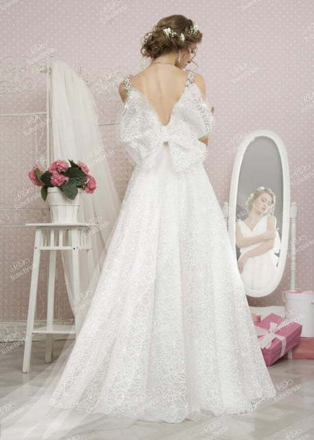 Свадебное платье TB058. Силуэт А-силуэт. Цвет Айвори / Капучино. Вид 2