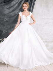 Свадебное платье EM005. Силуэт А-силуэт, Прямое. Цвет Белый / Молочный. Вид 1