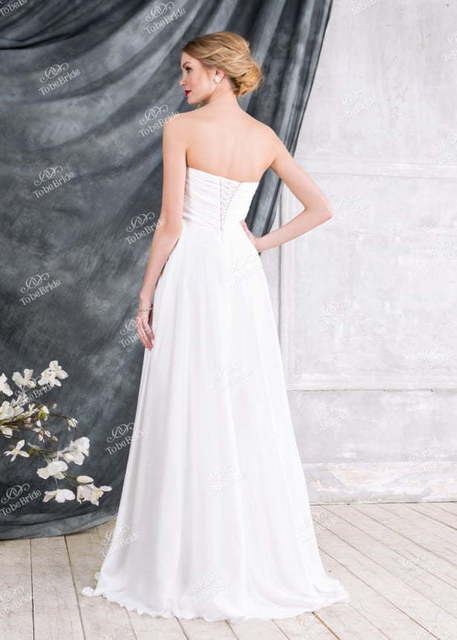 Свадебное платье EM005. Силуэт А-силуэт, Прямое. Цвет Белый / Молочный. Вид 2