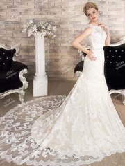 Свадебное платье SL0179. Силуэт А-силуэт. Цвет Айвори / Капучино. Вид 1