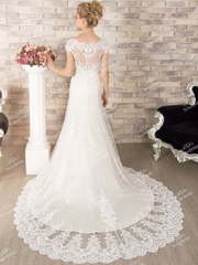 Свадебное платье SL0177. Силуэт А-силуэт. Цвет Белый / Молочный, Айвори / Капучино. Вид 2