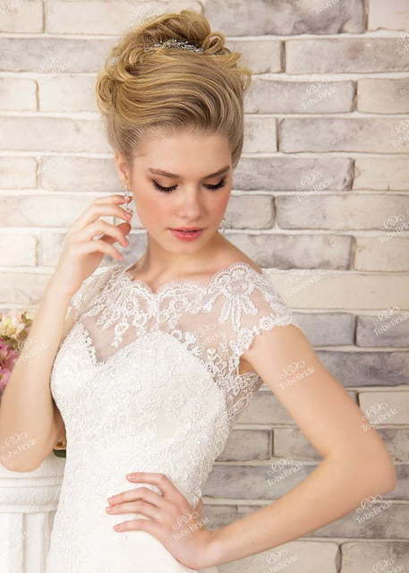 Свадебное платье SL0177. Силуэт А-силуэт. Цвет Айвори / Капучино, Белый / Молочный. Вид 3