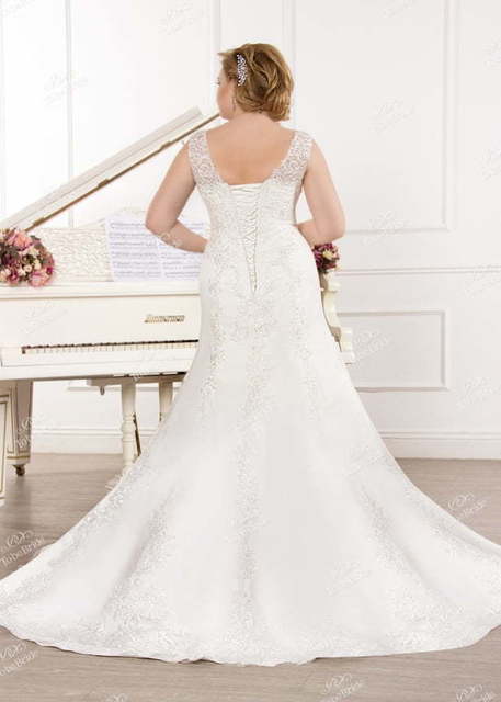 Свадебное платье MJ172. Силуэт Рыбка, А-силуэт. Цвет Белый / Молочный. Вид 2