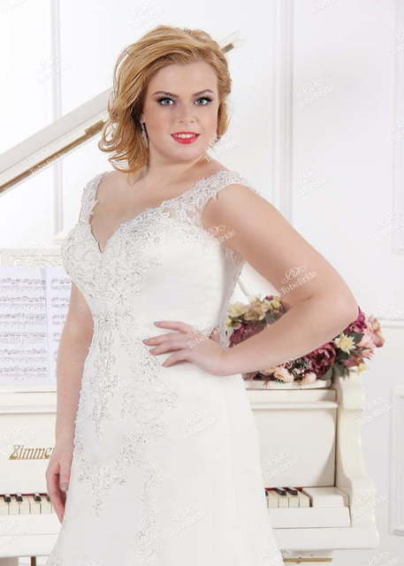 Свадебное платье MJ172. Силуэт Рыбка, А-силуэт. Цвет Белый / Молочный. Вид 3