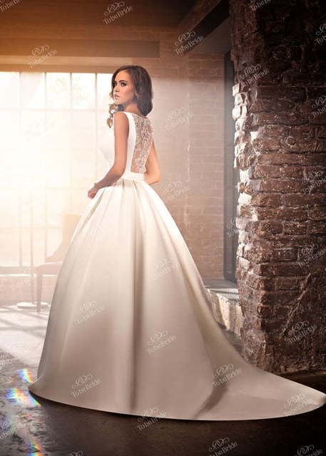 Свадебное платье AZ002. Силуэт А-силуэт. Цвет Белый / Молочный. Вид 3