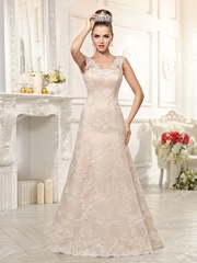 Свадебное платье EV017. Силуэт А-силуэт. Цвет Айвори / Капучино, Персик / Оранжевый. Вид 1