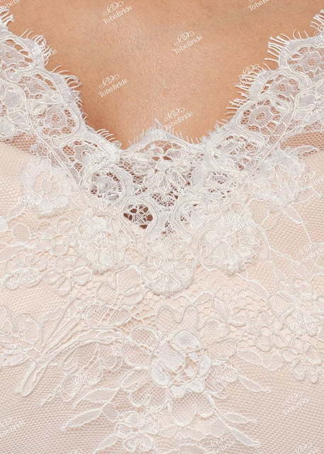 Свадебное платье EV017. Силуэт А-силуэт. Цвет Айвори / Капучино, Персик / Оранжевый. Вид 4