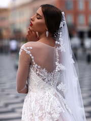 Свадебное платье Dolores. Силуэт А-силуэт. Цвет Айвори / Капучино, Персик / Оранжевый, оттенки Розового. Вид 2