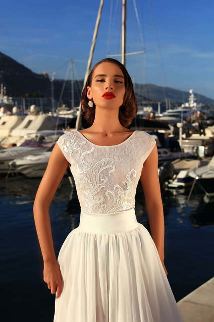 Свадебное платье Mari. Силуэт Пышное, А-силуэт. Цвет Айвори / Капучино. Вид 3