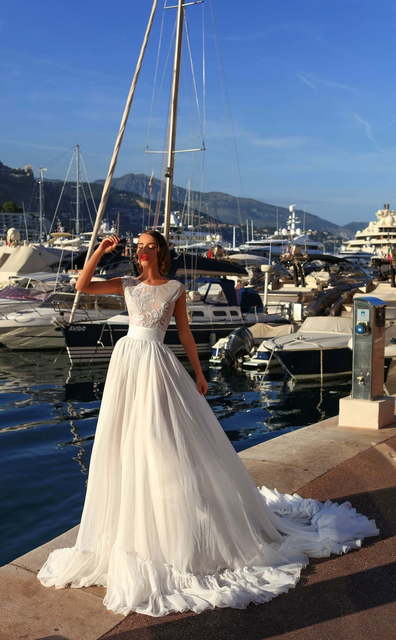 Свадебное платье Mari. Силуэт Пышное, А-силуэт. Цвет Айвори / Капучино. Вид 4