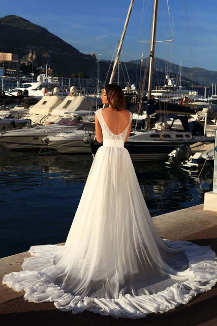 Свадебное платье Mari. Силуэт Пышное, А-силуэт. Цвет Айвори / Капучино. Вид 5