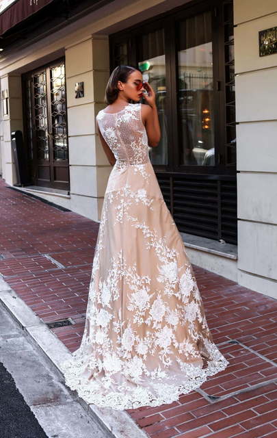 Свадебное платье Marisabelle. Силуэт А-силуэт. Цвет Айвори / Капучино. Вид 2