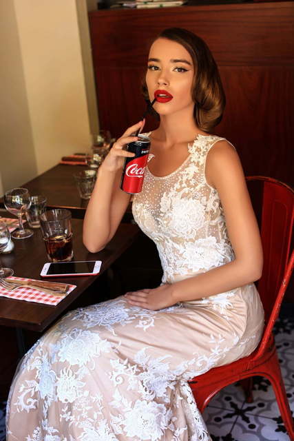 Свадебное платье Marisabelle. Силуэт А-силуэт. Цвет Айвори / Капучино. Вид 3