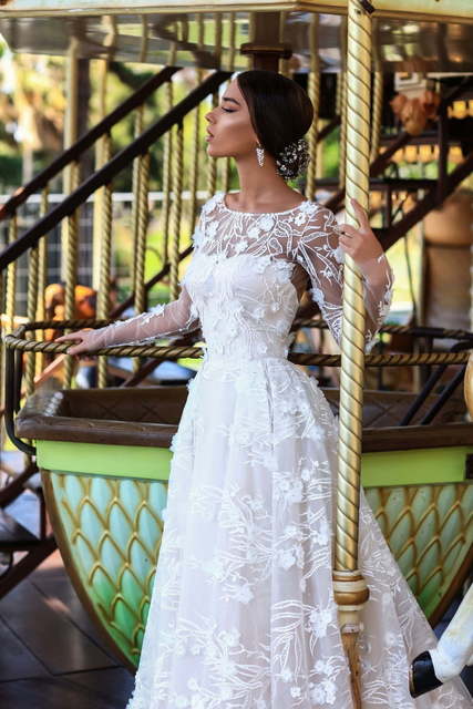 Свадебное платье Ofelia. Силуэт А-силуэт. Цвет Белый / Молочный. Вид 3