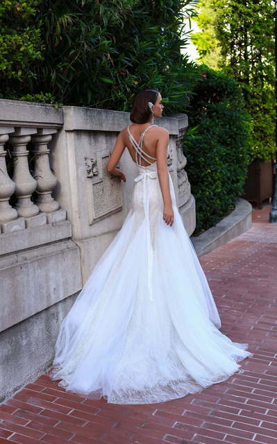 Свадебное платье Rebeca. Силуэт Рыбка, А-силуэт. Цвет Белый / Молочный. Вид 2