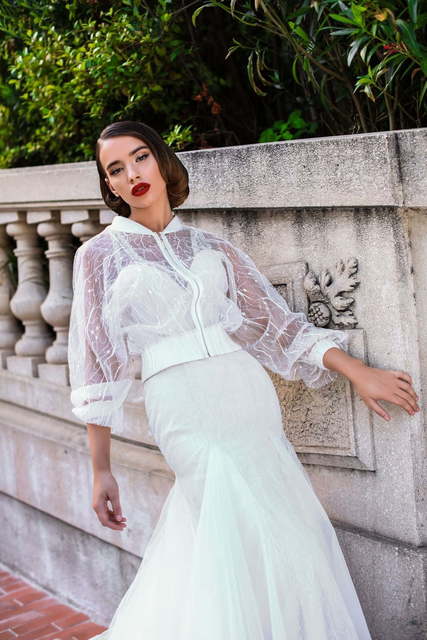 Свадебное платье Rebeca. Силуэт Рыбка, А-силуэт. Цвет Белый / Молочный. Вид 3