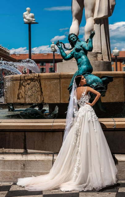 Свадебное платье Rosetta. Силуэт А-силуэт. Цвет Айвори / Капучино. Вид 2