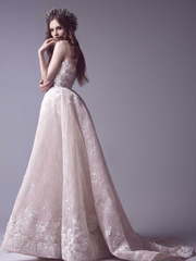 Свадебное платье 3078. Силуэт А-силуэт, Прямое. Цвет Айвори / Капучино, оттенки Розового. Вид 1