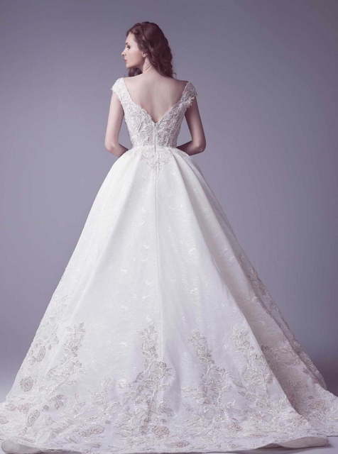 Свадебное платье 3091. Силуэт Пышное, А-силуэт. Цвет Айвори / Капучино, Белый / Молочный. Вид 2