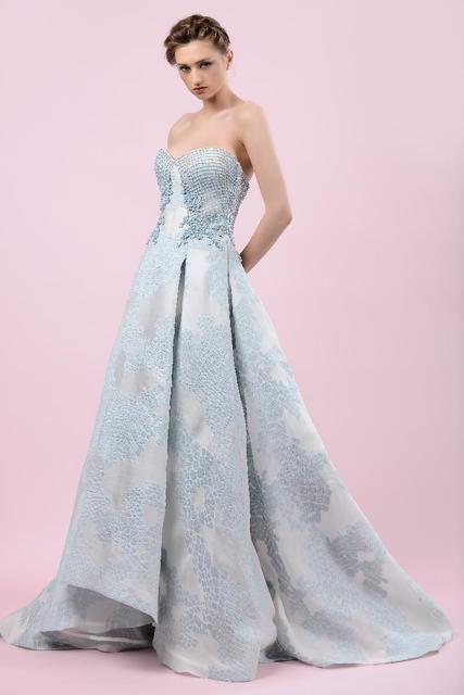 Свадебное платье 4461. Силуэт А-силуэт. Цвет Голубой / Синий. Вид 3