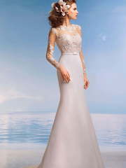 Свадебное платье Девон. Силуэт А-силуэт, Прямое, Рыбка. Цвет Белый / Молочный. Вид 1