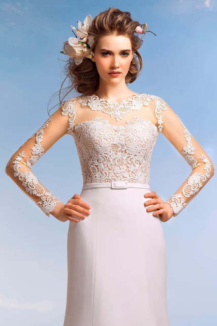 Свадебное платье Девон. Силуэт Рыбка, А-силуэт, Прямое. Цвет Белый / Молочный. Вид 3