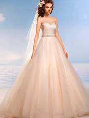 Свадебное платье Невада. Силуэт Пышное, А-силуэт. Цвет Айвори / Капучино, Персик / Оранжевый. Вид 1