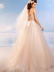 Свадебное платье Невада. Силуэт Пышное, А-силуэт. Цвет Айвори / Капучино, Персик / Оранжевый. Вид 2