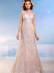 Свадебное платье Сейдж. Силуэт А-силуэт. Цвет Айвори / Капучино, Персик / Оранжевый. Вид 1