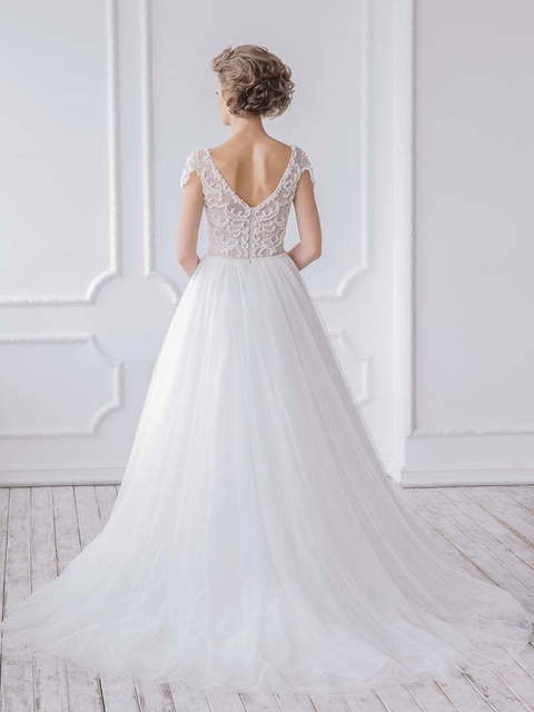 Свадебное платье Жемчужная роса. Силуэт А-силуэт. Цвет Белый / Молочный. Вид 2