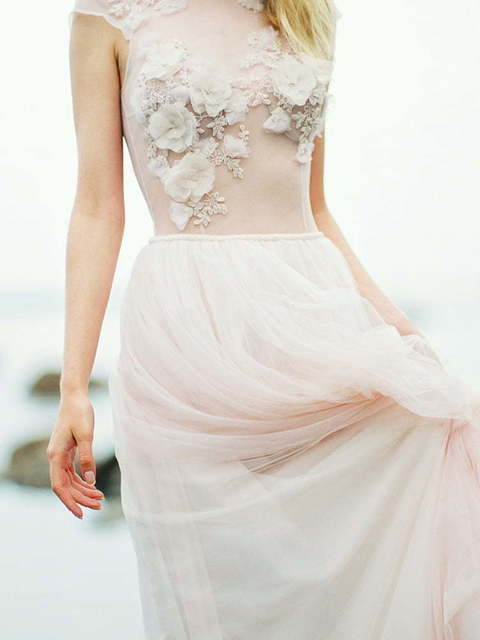 Свадебное платье Июнь. Силуэт А-силуэт. Цвет Айвори / Капучино, Белый / Молочный, оттенки Розового. Вид 2