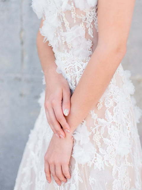 Свадебное платье Сакура. Силуэт А-силуэт. Цвет Айвори / Капучино, Белый / Молочный, оттенки Розового. Вид 3