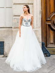 Свадебное платье Синяя Роза. Силуэт А-силуэт. Цвет Белый / Молочный, Пепельный / Металлик. Вид 1