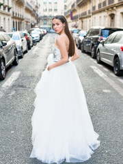 Свадебное платье Синяя Роза. Силуэт А-силуэт. Цвет Белый / Молочный, Пепельный / Металлик. Вид 2