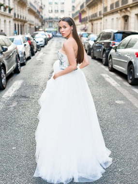 Свадебное платье Синяя Роза. Силуэт А-силуэт. Цвет Белый / Молочный, Пепельный / Металлик. Вид 2