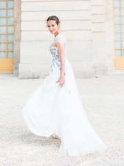 Свадебное платье Стрекоза. Силуэт А-силуэт. Цвет Белый / Молочный, Пепельный / Металлик. Вид 1