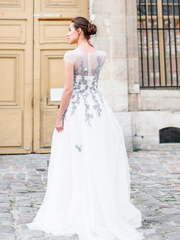 Свадебное платье Стрекоза. Силуэт А-силуэт. Цвет Белый / Молочный, Пепельный / Металлик. Вид 2