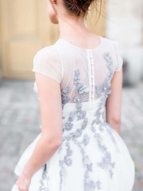 Свадебное платье Стрекоза. Силуэт А-силуэт. Цвет Белый / Молочный, Пепельный / Металлик. Вид 3