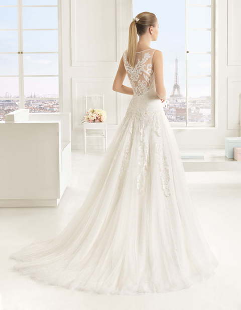 Свадебное платье Elche. Силуэт А-силуэт. Цвет Белый / Молочный. Вид 2