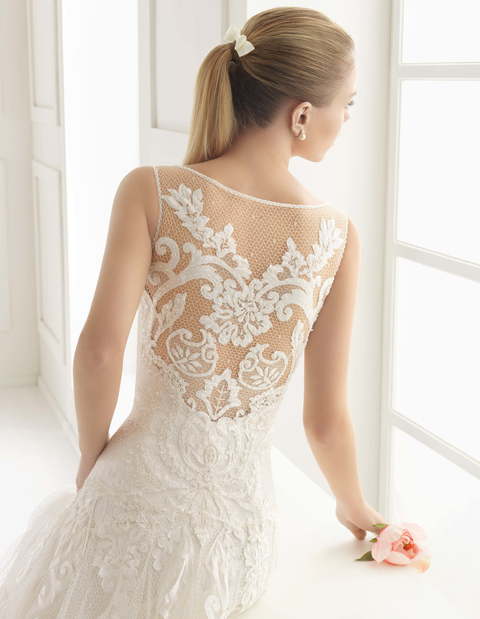 Свадебное платье Elche. Силуэт А-силуэт. Цвет Белый / Молочный. Вид 3