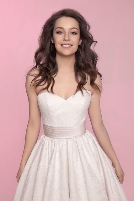 Свадебное платье Audrey. Силуэт Пышное, А-силуэт. Цвет Белый / Молочный, оттенки Розового. Вид 3