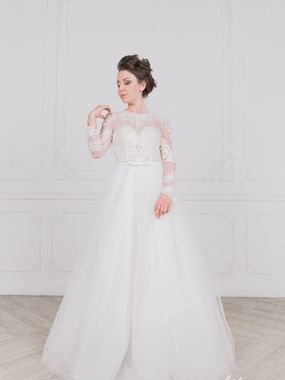 Свадебное платье 2006. Силуэт А-силуэт. Цвет Белый / Молочный. Вид 1