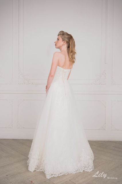 Свадебное платье 2029. Силуэт А-силуэт. Цвет Белый / Молочный. Вид 2