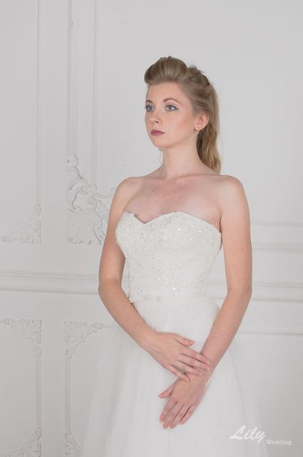 Свадебное платье 2029. Силуэт А-силуэт. Цвет Белый / Молочный. Вид 3
