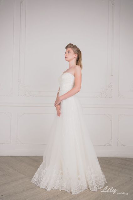 Свадебное платье 2029. Силуэт А-силуэт. Цвет Белый / Молочный. Вид 4