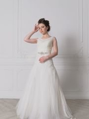 Свадебное платье 2040. Силуэт А-силуэт. Цвет Белый / Молочный. Вид 1