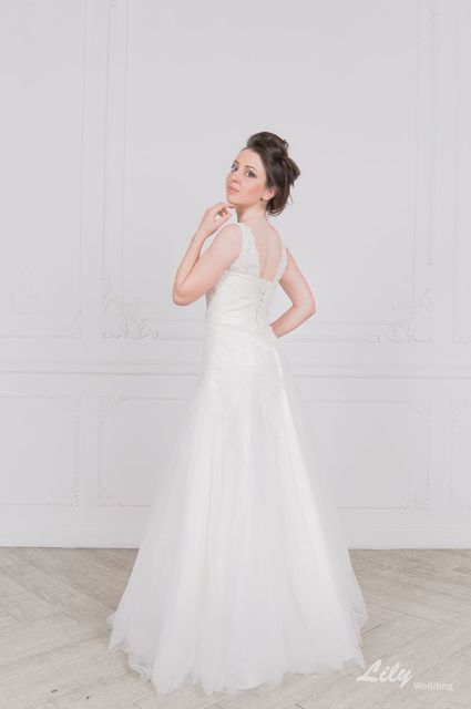 Свадебное платье 2040. Силуэт А-силуэт. Цвет Белый / Молочный. Вид 2