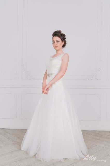 Свадебное платье 2040. Силуэт А-силуэт. Цвет Белый / Молочный. Вид 4