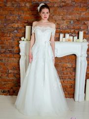 Свадебное платье 2045. Силуэт А-силуэт. Цвет Белый / Молочный. Вид 1