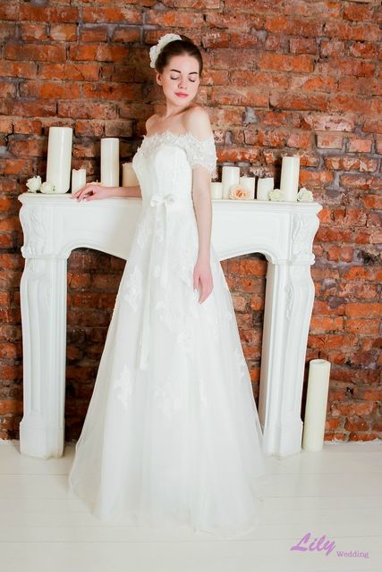 Свадебное платье 2045. Силуэт А-силуэт. Цвет Белый / Молочный. Вид 2